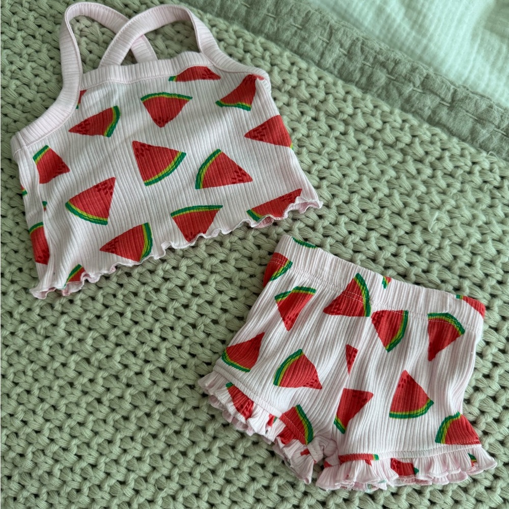 NB Watermelon Print Kids Tank Top and Shorts Set